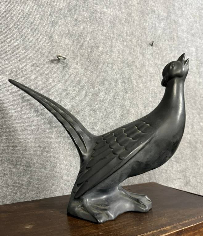 Céramique laquée noire époque Art Déco : oiseau signé Jean | Puces Privées