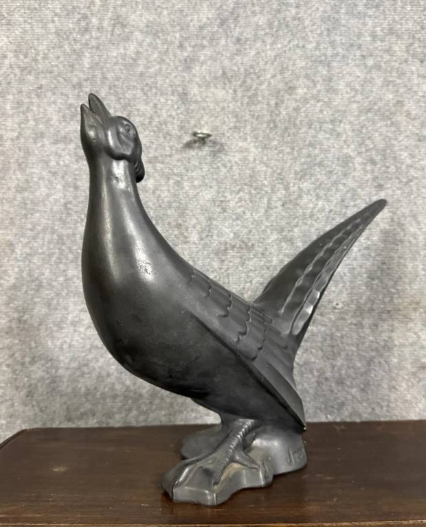 Céramique laquée noire époque Art Déco : oiseau signé Jean | Puces Privées