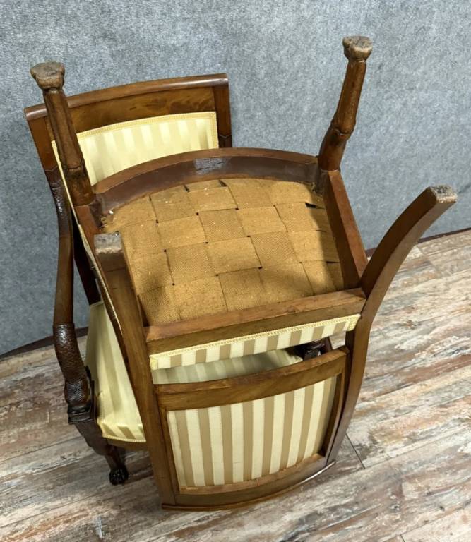 Paire de fauteuils aux Dauphins époque Empire en acajou vers 1810 | Puces Privées