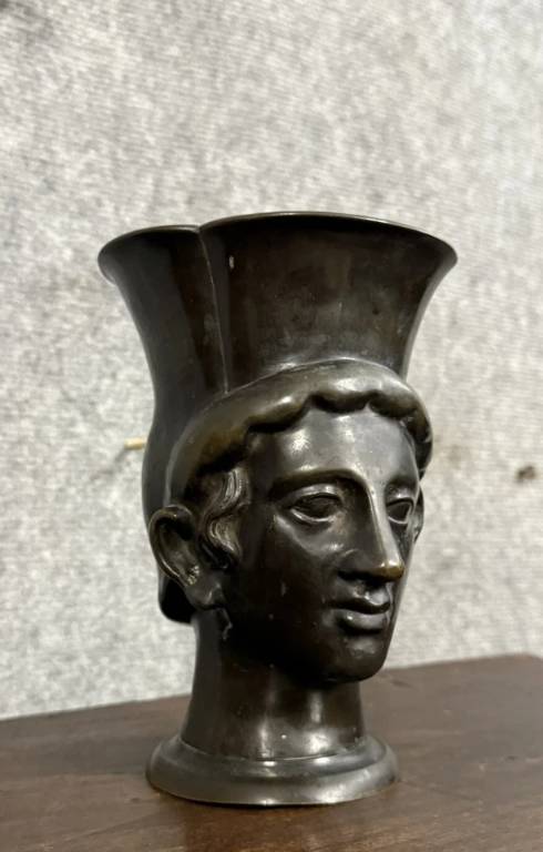 Tête de jeune homme a l'antique en bronze à patine médaille époque XIXeme | Puces Privées