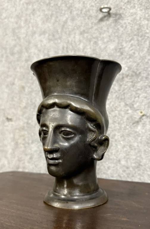 Tête de jeune homme a l'antique en bronze à patine médaille époque XIXeme | Puces Privées