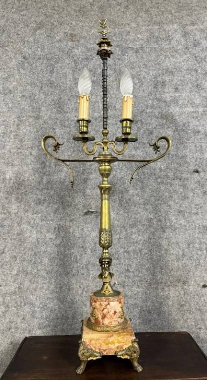 Lampe époque Empire en bronze et marbre | Puces Privées