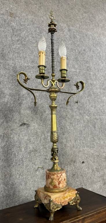 Lampe époque Empire en bronze et marbre | Puces Privées