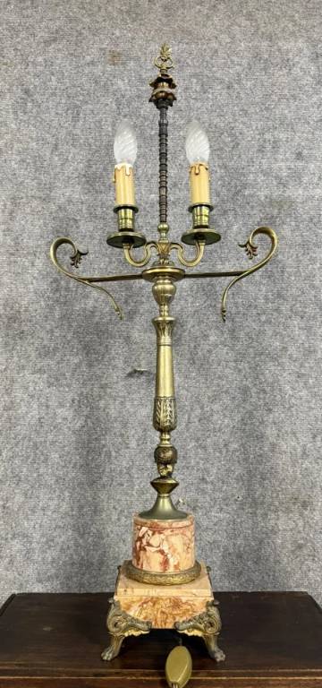 Lampe époque Empire en bronze et marbre | Puces Privées