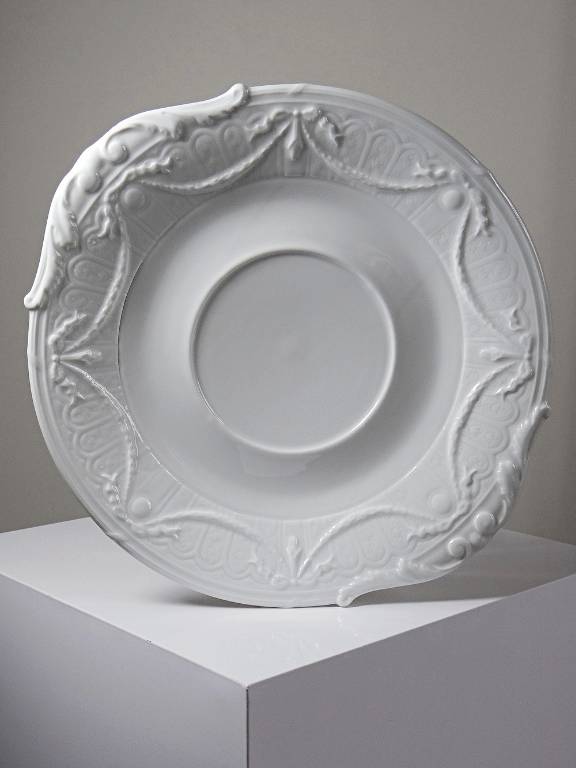 Très grand plat coupe centre de table Lafarge & Co porcelaine Limoges vintage | Puces Privées