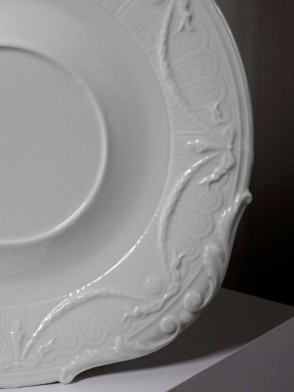 Très grand plat coupe centre de table Lafarge & Co porcelaine Limoges vintage | Puces Privées