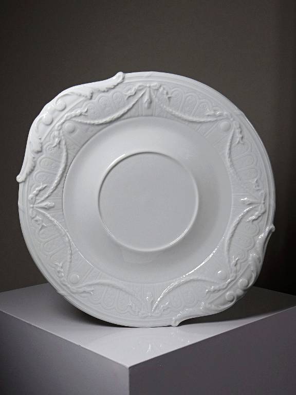 Très grand plat coupe centre de table Lafarge & Co porcelaine Limoges vintage | Puces Privées