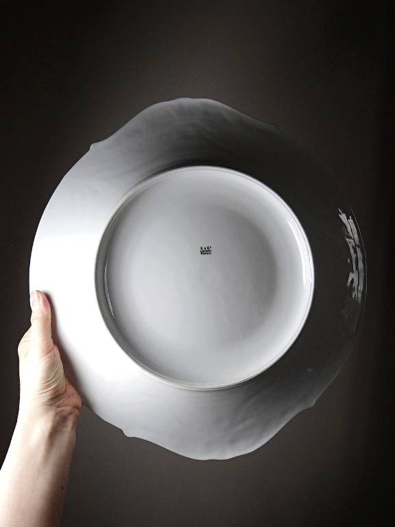 Très grand plat coupe centre de table Lafarge & Co porcelaine Limoges vintage | Puces Privées