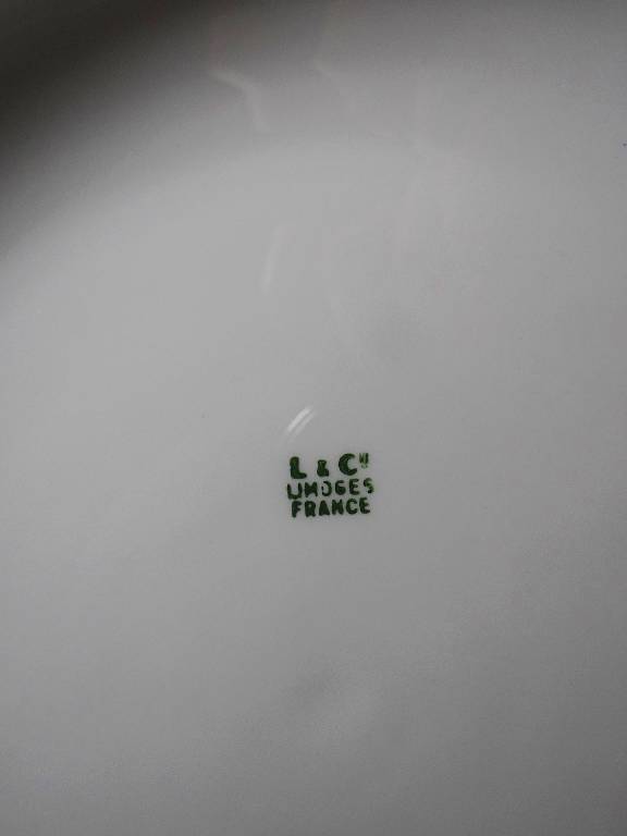 Très grand plat coupe centre de table Lafarge & Co porcelaine Limoges vintage | Puces Privées