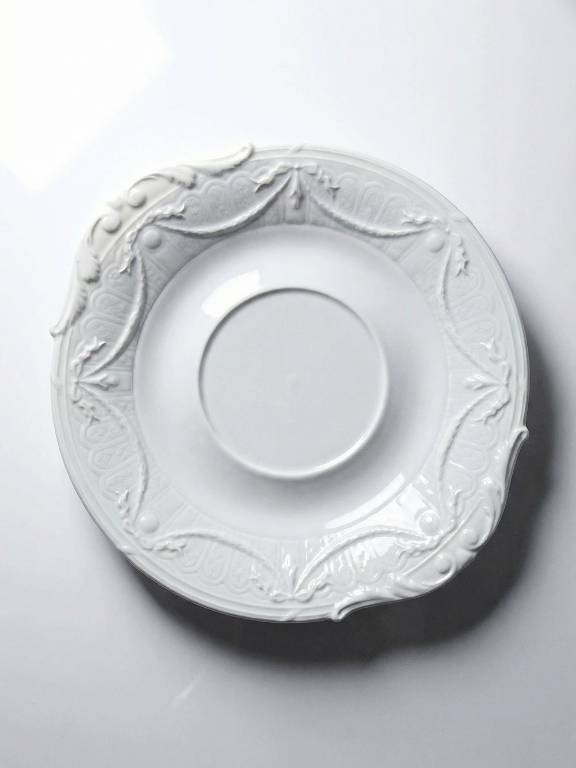 Très grand plat coupe centre de table Lafarge & Co porcelaine Limoges vintage | Puces Privées