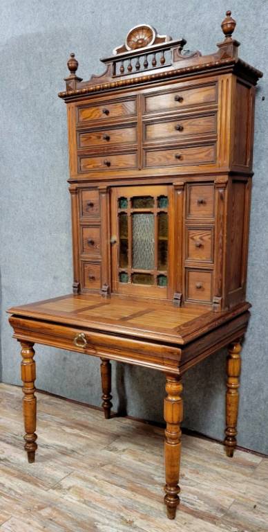 Bureau bonheur du jour a gradin époque Napoléon III en pin vers 1880 | Puces Privées