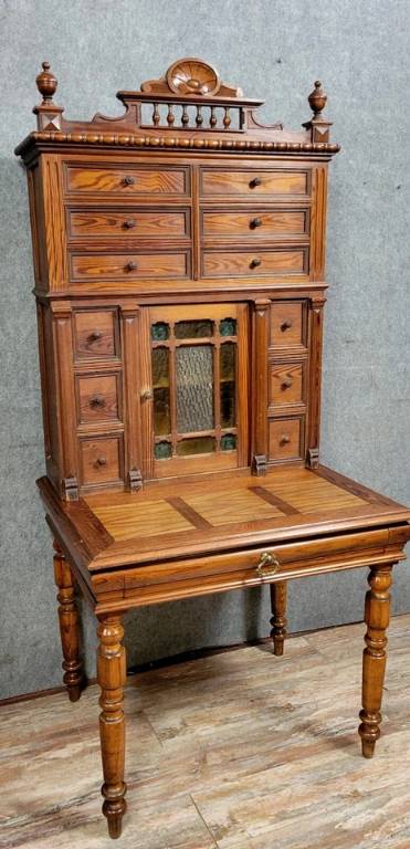 Bureau bonheur du jour a gradin époque Napoléon III en pin vers 1880 | Puces Privées