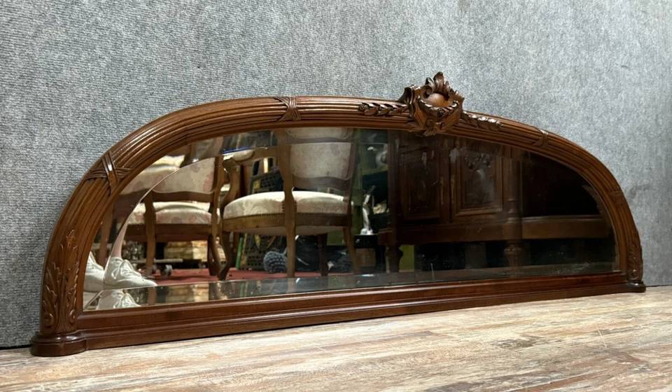 Miroir demi lune style Louis XVI en acajou vers 1850 | Puces Privées
