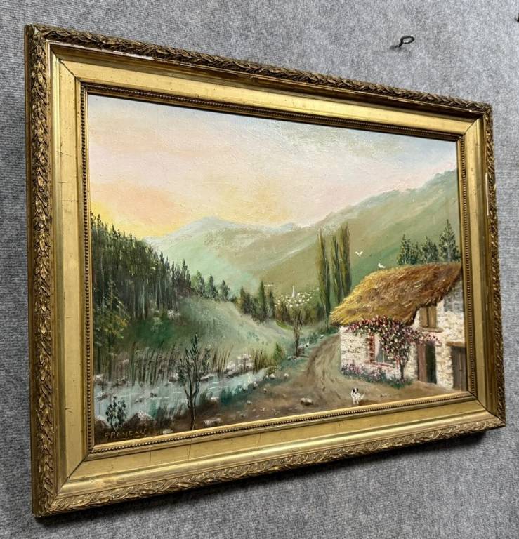 Tableau école Française début XXeme, huile sur panneau signée | Puces Privées