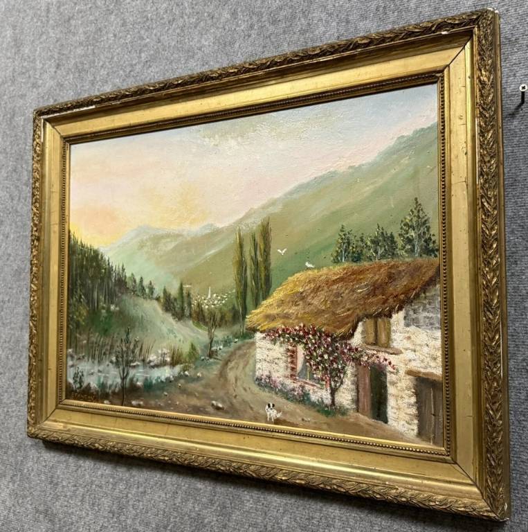 Tableau école Française début XXeme, huile sur panneau signée | Puces Privées