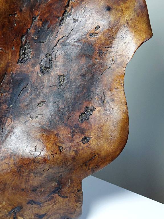 Grande coupe monoxyle en bois brut d'olivier foncé années 50 | Puces Privées
