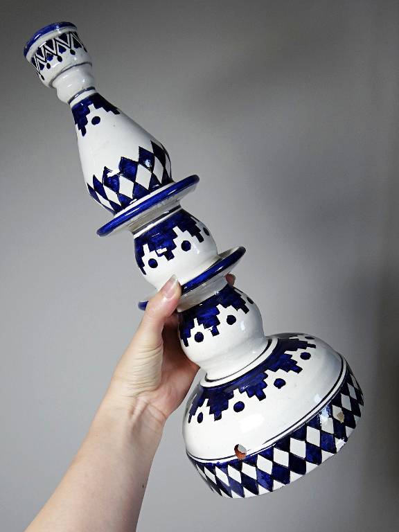 Paire de grands bougeoirs poterie Marocaine 