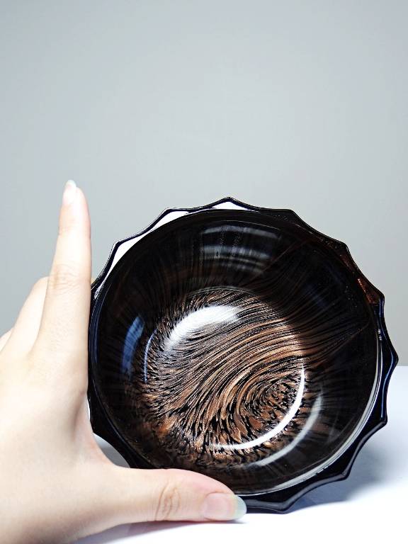 Boite/sucrier vintage Vincenzo Nason Murano verre aventurine noir | Puces Privées