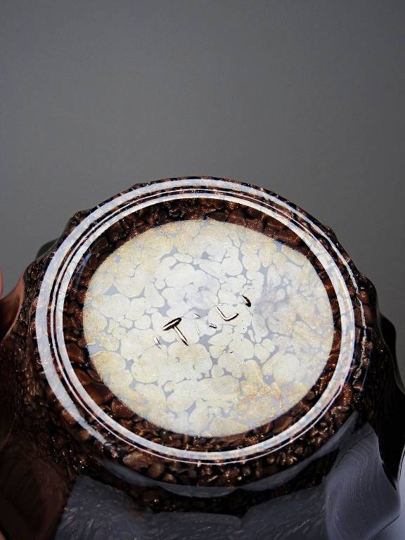 Boite/sucrier vintage Vincenzo Nason Murano verre aventurine noir | Puces Privées