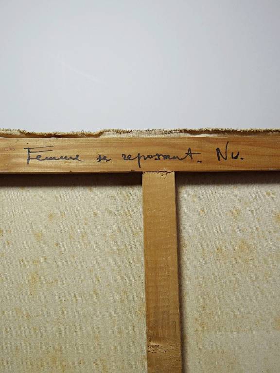Grand nu huile sur toile Fortuné Pirazzini - Femme se reposant - XXe | Puces Privées