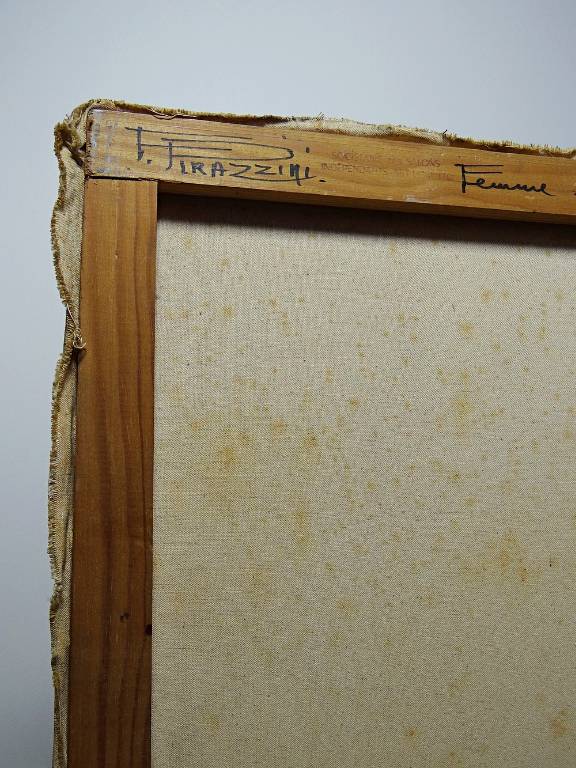 Grand nu huile sur toile Fortuné Pirazzini - Femme se reposant - XXe | Puces Privées