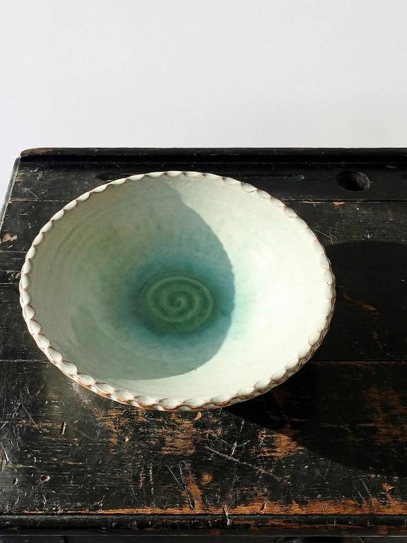 Grande coupe à fruit terre cuite émaillée Westraven Utrecht vintage années 50 | Puces Privées