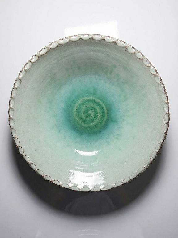 Grande coupe à fruit terre cuite émaillée Westraven Utrecht vintage années 50 | Puces Privées