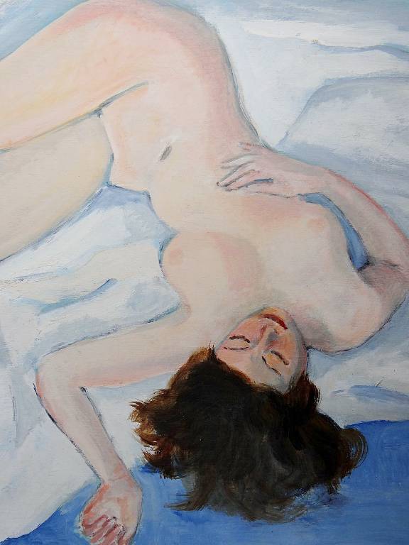 Tableau nu femme endormie, moderne huile panneau vintage | Puces Privées