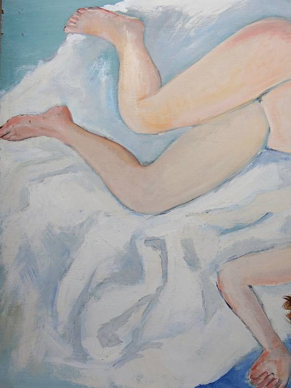 Tableau nu femme endormie, moderne huile panneau vintage | Puces Privées