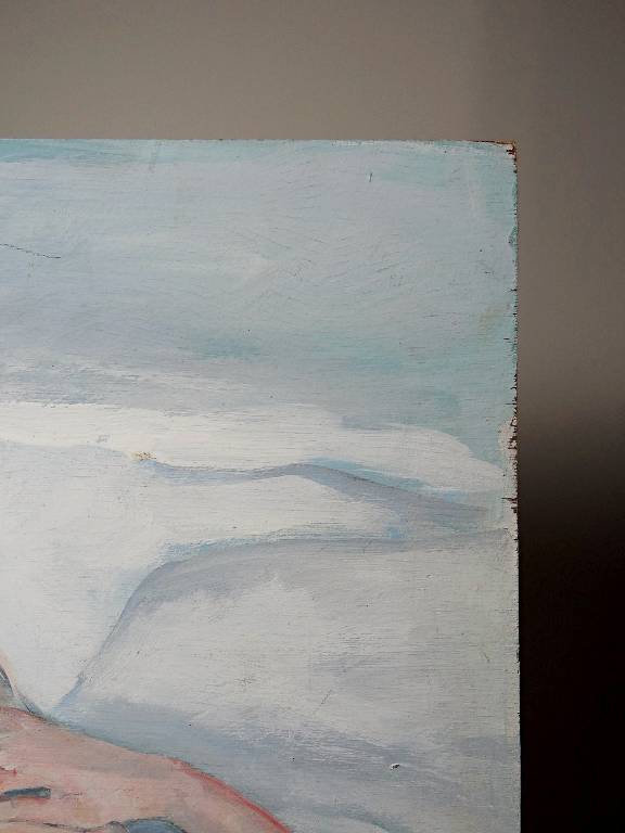 Tableau nu femme endormie, moderne huile panneau vintage | Puces Privées