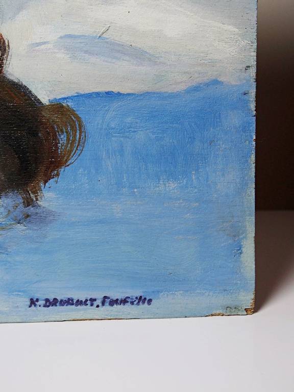 Tableau nu femme endormie, moderne huile panneau vintage | Puces Privées