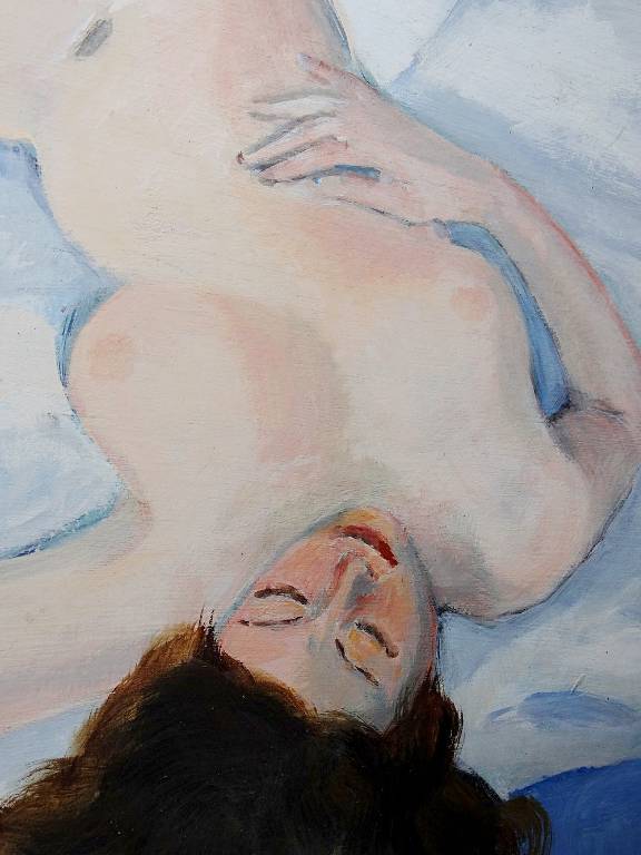 Tableau nu femme endormie, moderne huile panneau vintage | Puces Privées