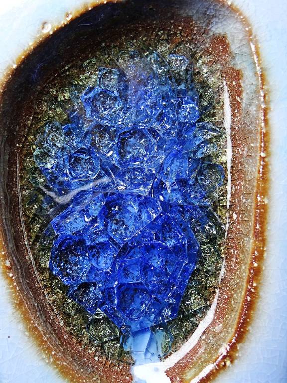 Cendrier céramique artisanale et verre fondu vintage Pieter Groeneveldt | Puces Privées