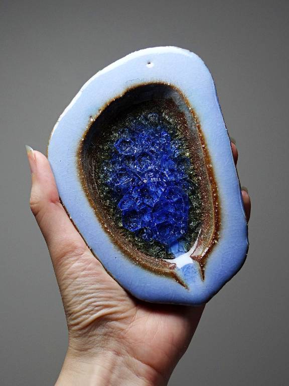 Cendrier céramique artisanale et verre fondu vintage Pieter Groeneveldt | Puces Privées