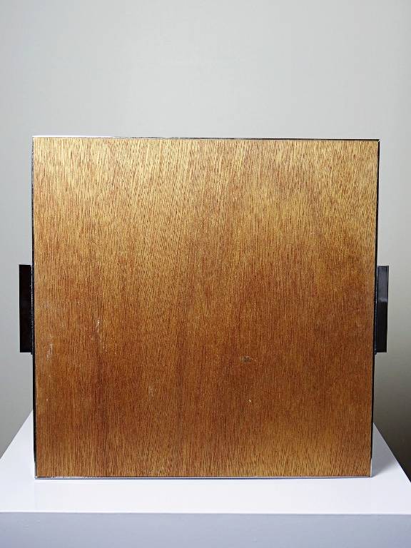 Plateau mid-century chic Chrome, Liège et plaque de verre années 70 | Puces Privées