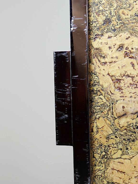 Plateau mid-century chic Chrome, Liège et plaque de verre années 70 | Puces Privées