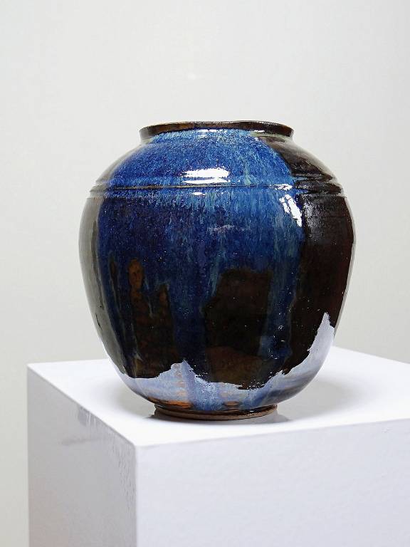 Petit vase vintage/ancien grès très fin émaillé flammé céramique d'art signature | Puces Privées
