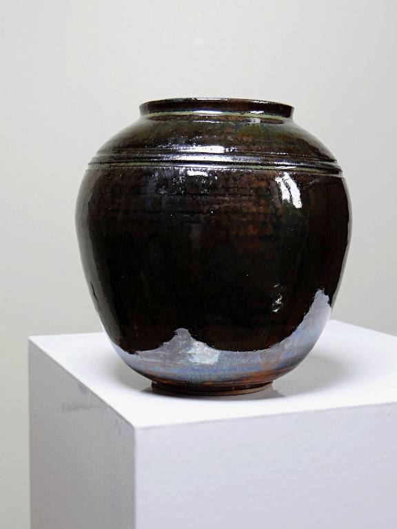 Petit vase vintage/ancien grès très fin émaillé flammé céramique d'art signature | Puces Privées