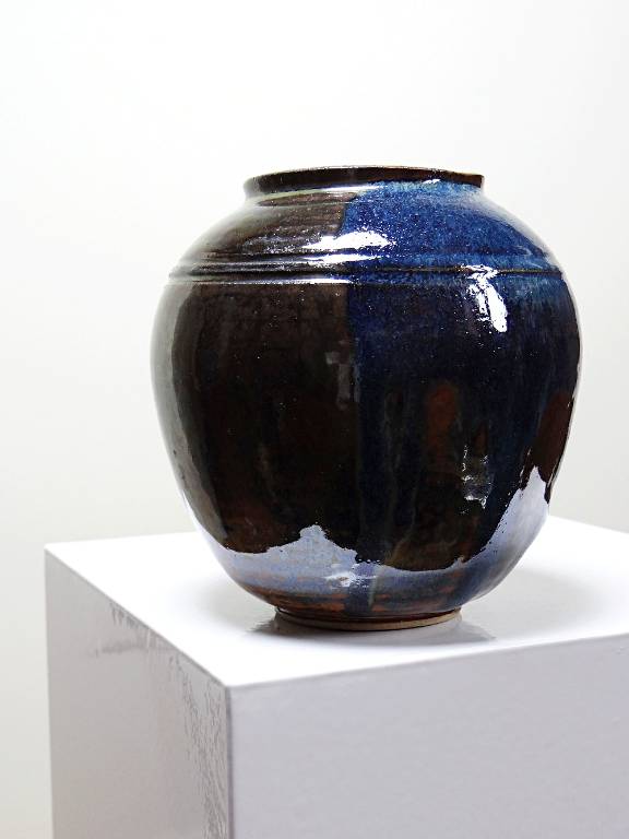 Petit vase vintage/ancien grès très fin émaillé flammé céramique d'art signature | Puces Privées
