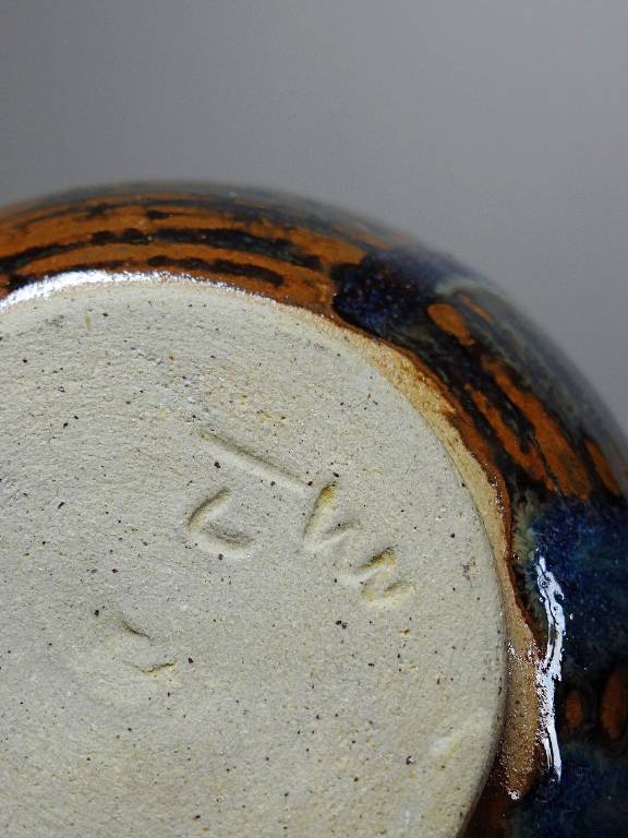 Petit vase vintage/ancien grès très fin émaillé flammé céramique d'art signature | Puces Privées