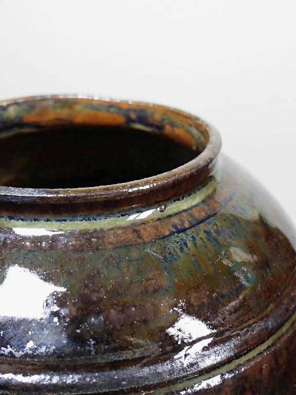 Petit vase vintage/ancien grès très fin émaillé flammé céramique d'art signature | Puces Privées