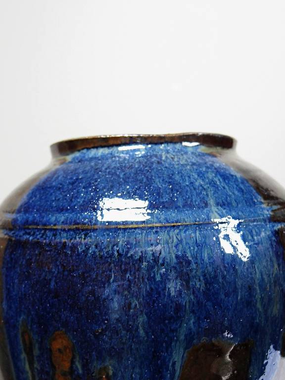 Petit vase vintage/ancien grès très fin émaillé flammé céramique d'art signature | Puces Privées