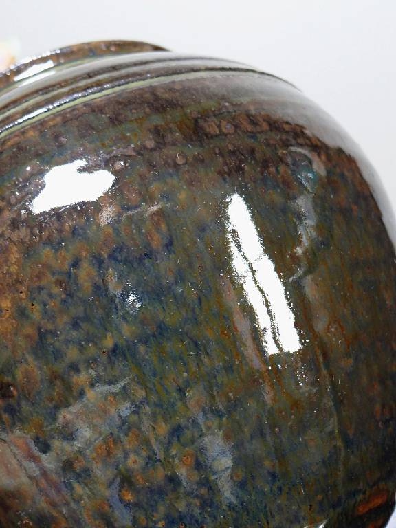 Petit vase vintage/ancien grès très fin émaillé flammé céramique d'art signature | Puces Privées
