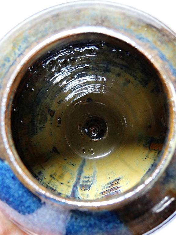 Petit vase vintage/ancien grès très fin émaillé flammé céramique d'art signature | Puces Privées