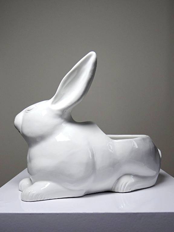Jardinière/Pot Lapin blanc en faïence Italienne vintage | Puces Privées