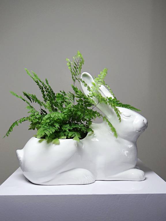 Jardinière/Pot Lapin blanc en faïence Italienne vintage | Puces Privées