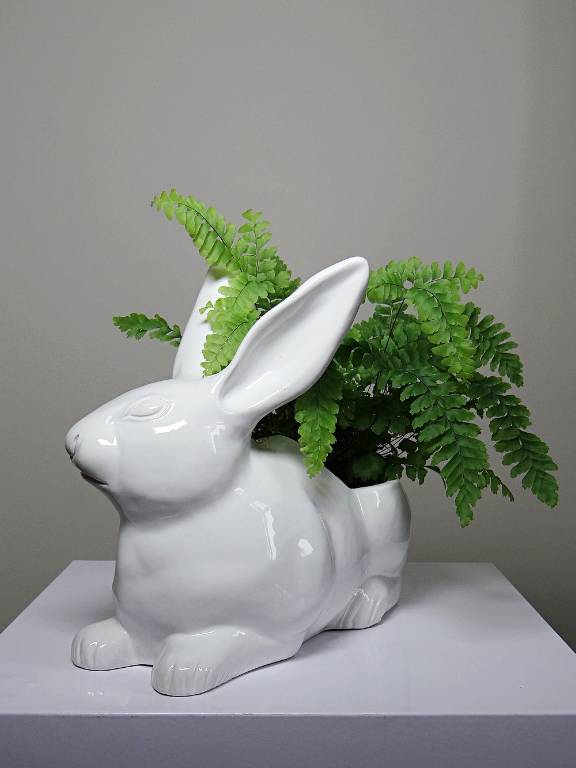 Jardinière/Pot Lapin blanc en faïence Italienne vintage | Puces Privées