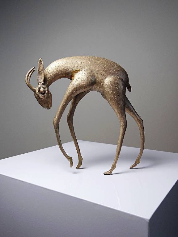 Sujet Africain bronze à la cire perdue Antilope ou Gazelle stylisé originale | Puces Privées