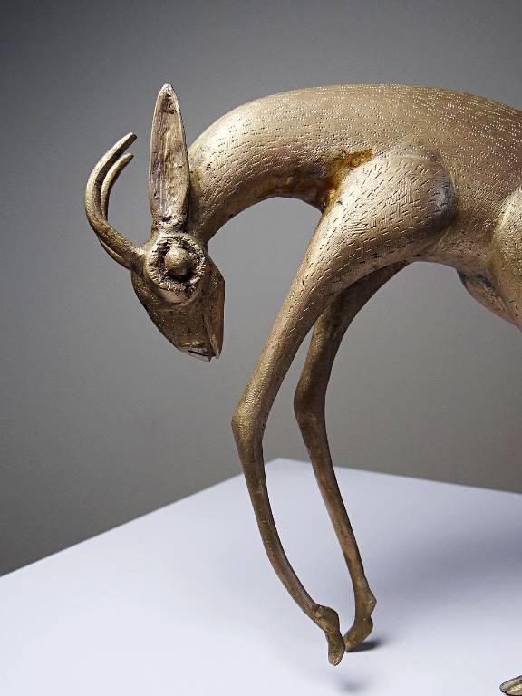 Sujet Africain bronze à la cire perdue Antilope ou Gazelle stylisé originale | Puces Privées