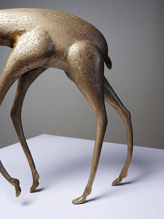 Sujet Africain bronze à la cire perdue Antilope ou Gazelle stylisé originale | Puces Privées